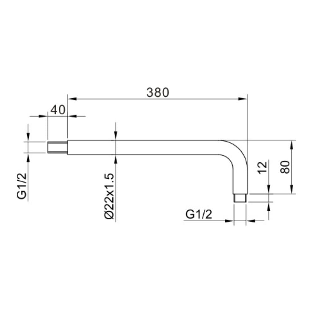 Nelis 01S1-BG Braccio Doccia da Parete 300mm - Oro Spazzolato - immagine 7