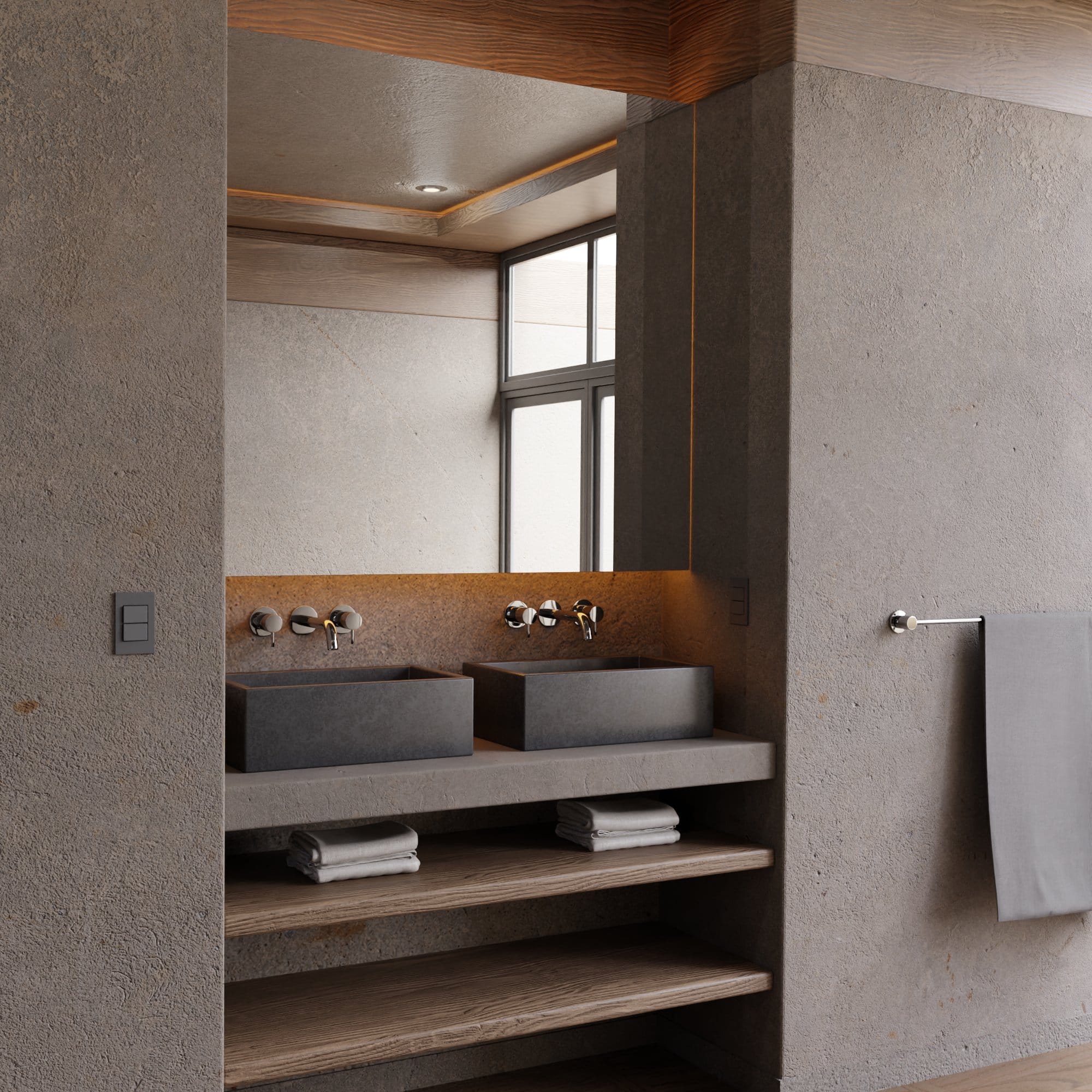 Nelis 199S1 Miscelatore a Parete per Lavabo a Doppia Maniglia - Cromata - immagine 4