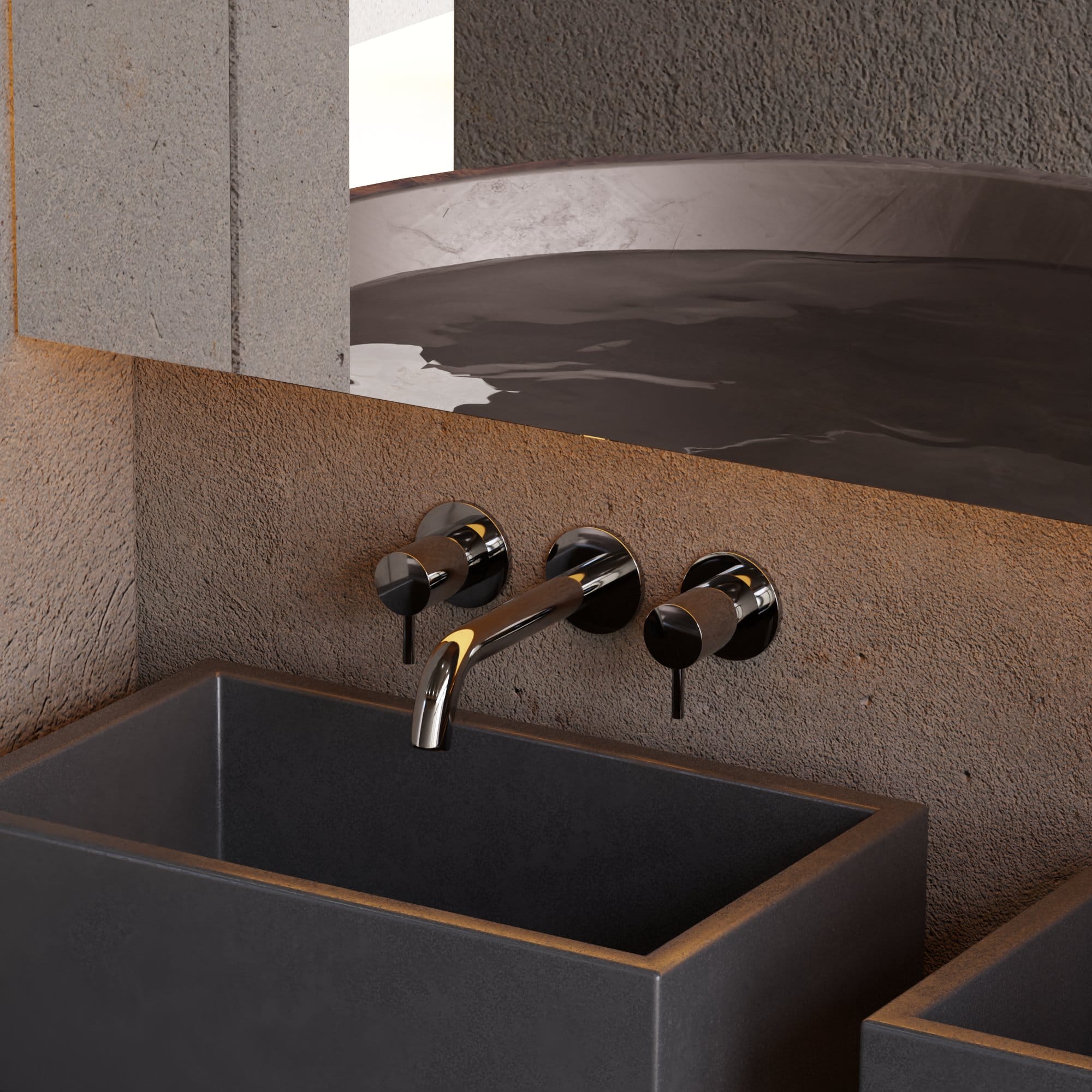 Nelis 199S1 Miscelatore a Parete per Lavabo a Doppia Maniglia - Cromata - immagine 2