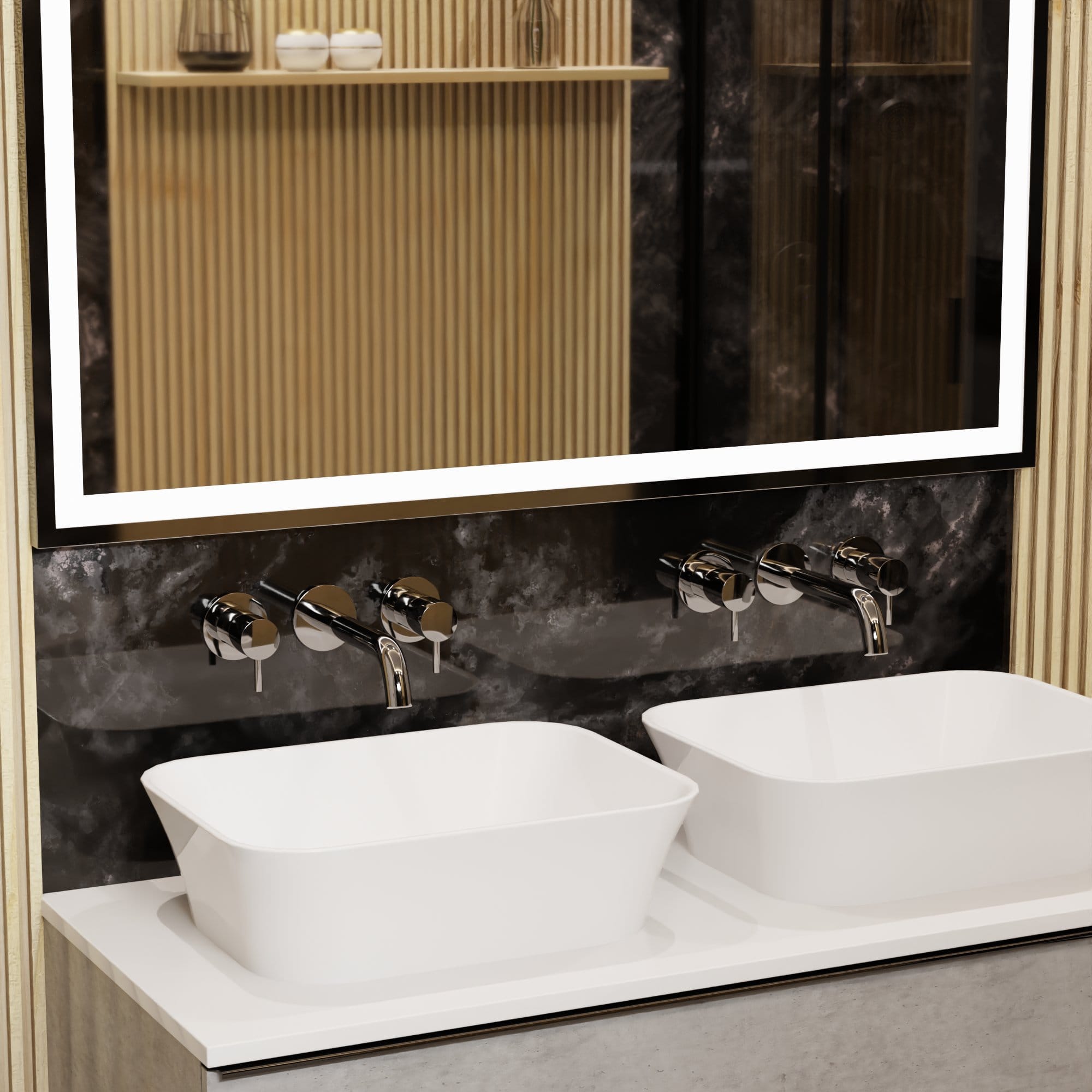 Nelis 199S1 Miscelatore a Parete per Lavabo a Doppia Maniglia - Cromata - immagine 6