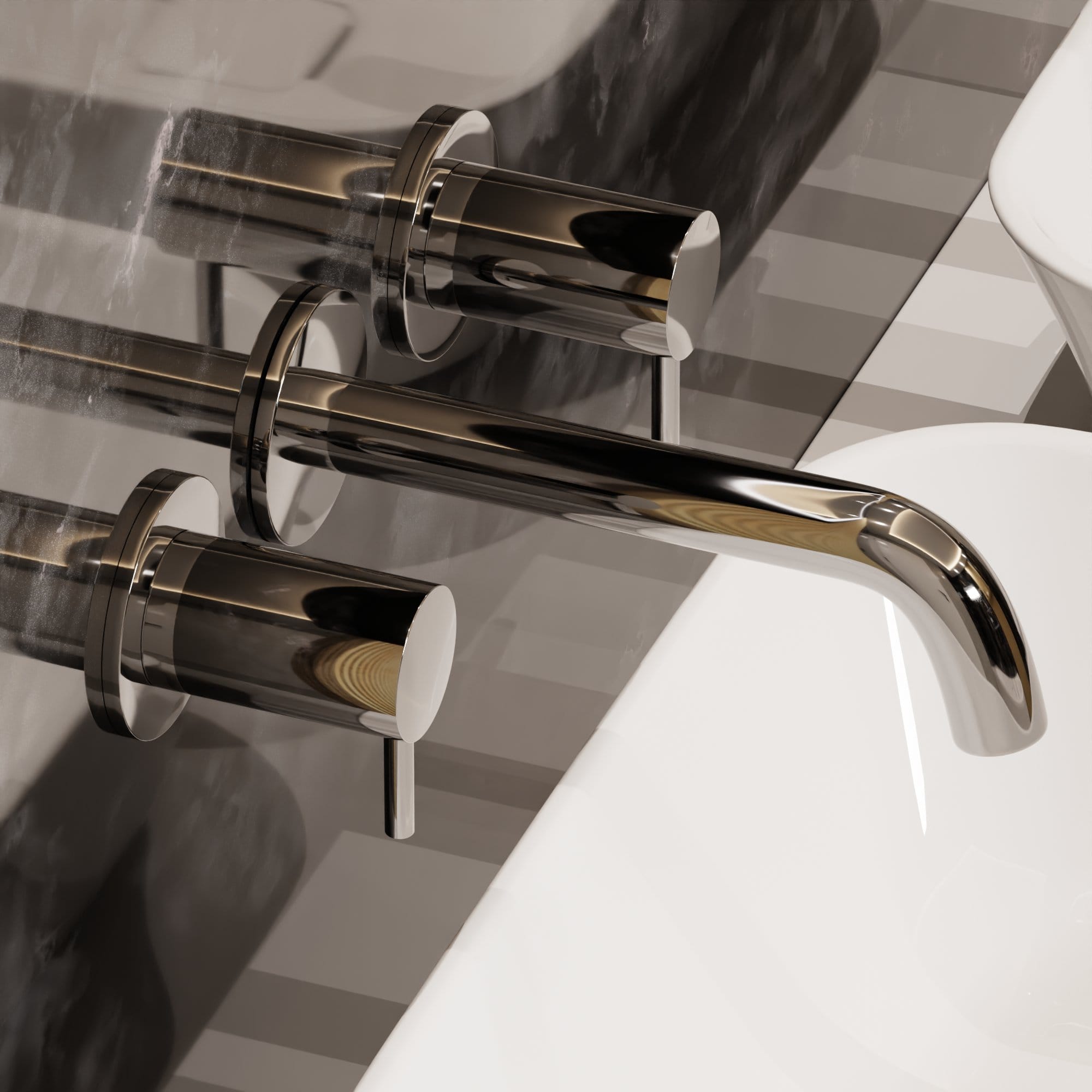 Nelis 199S1 Miscelatore a Parete per Lavabo a Doppia Maniglia - Cromata - immagine 5