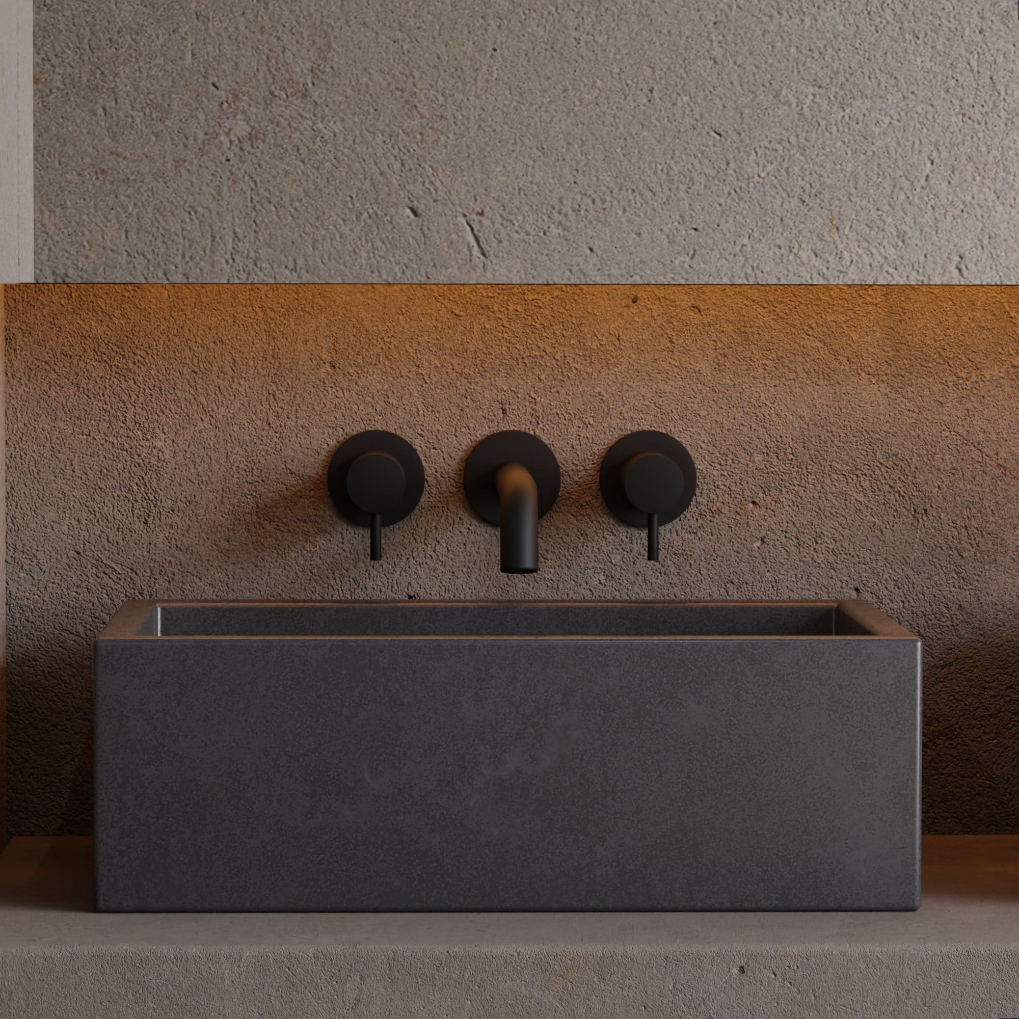 Nelis 199S1-B Miscelatore a Parete per Lavabo a Doppia Maniglia - Nero Opaco - immagine 3