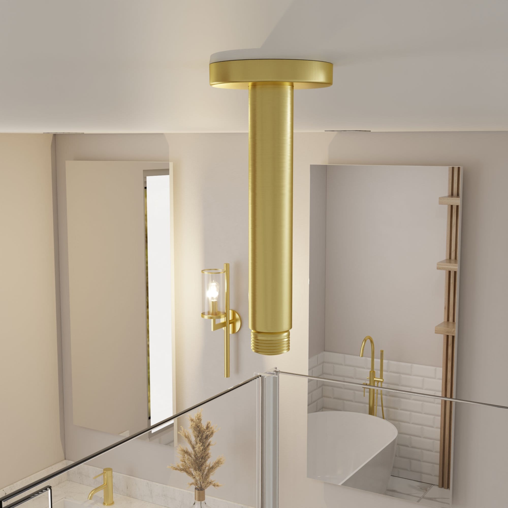 Nelis 02S1-BG Deckenstange 12 cm für Duschsysteme - Gebürstetes Gold – Bild 2