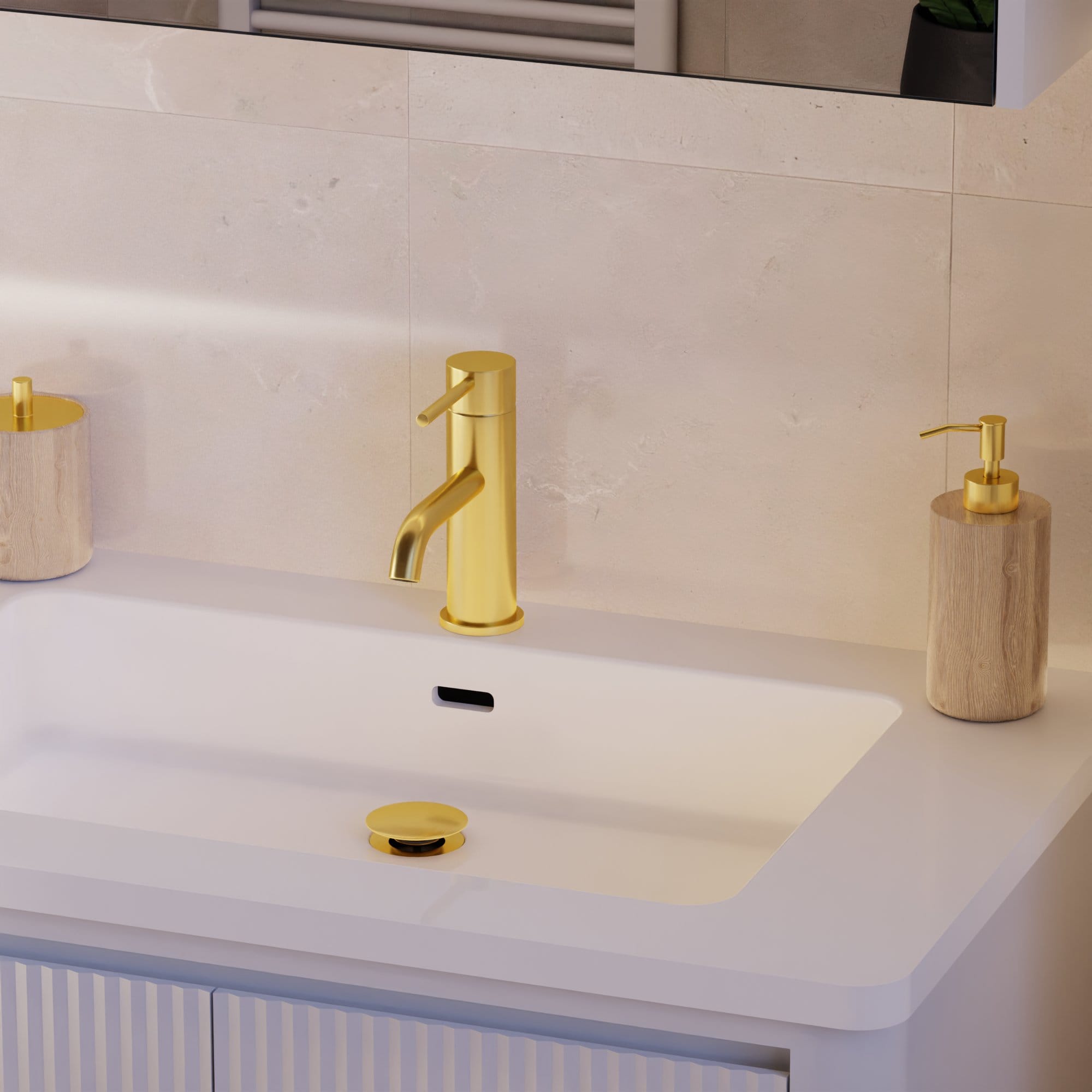 Nelis 144S1-BB Moderner Waschtischmischer – Gebürstetes Messing – Bild 5