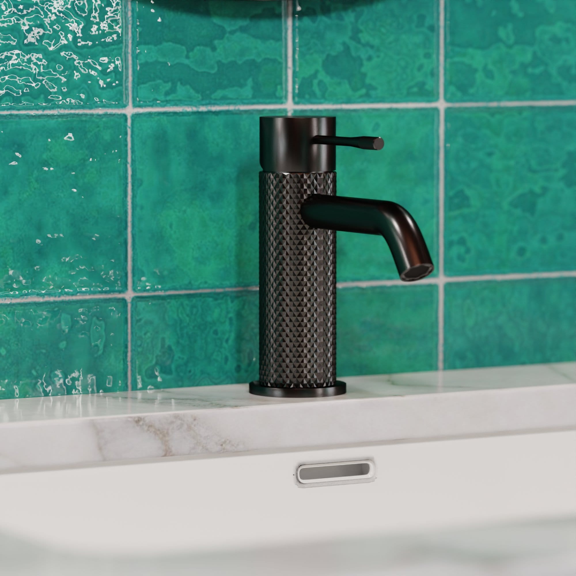 Evolti 551S1-G Contemporary Knurled Basin Mixer Tap - Gunmetal - Image 2